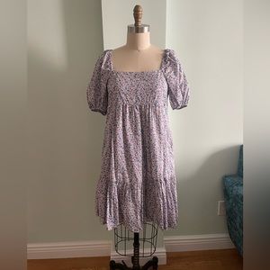 ⭐️⭐️⭐️ Uniqlo purple / blue floral cotton summer dress size Small